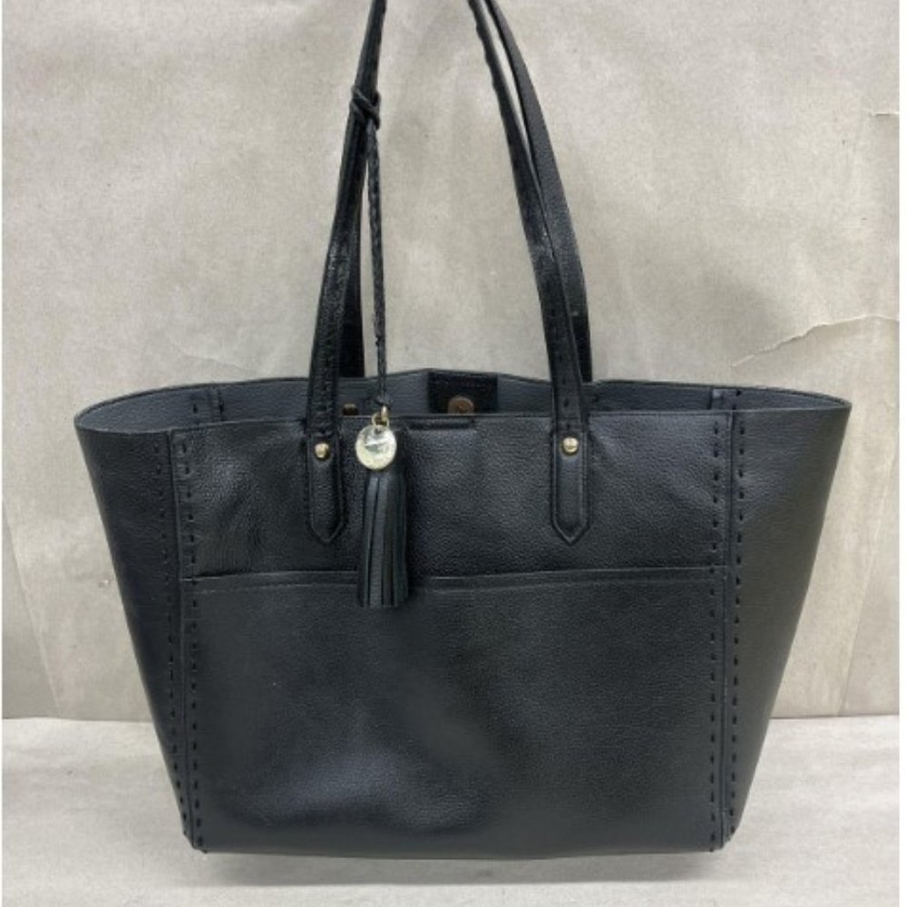 Cole Haan Black Leather Tote Carry-All Tassel Bag
